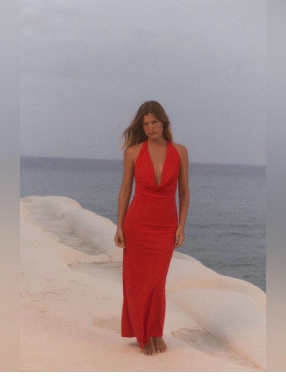 Zara Red Halter-Neck Maxi Dress